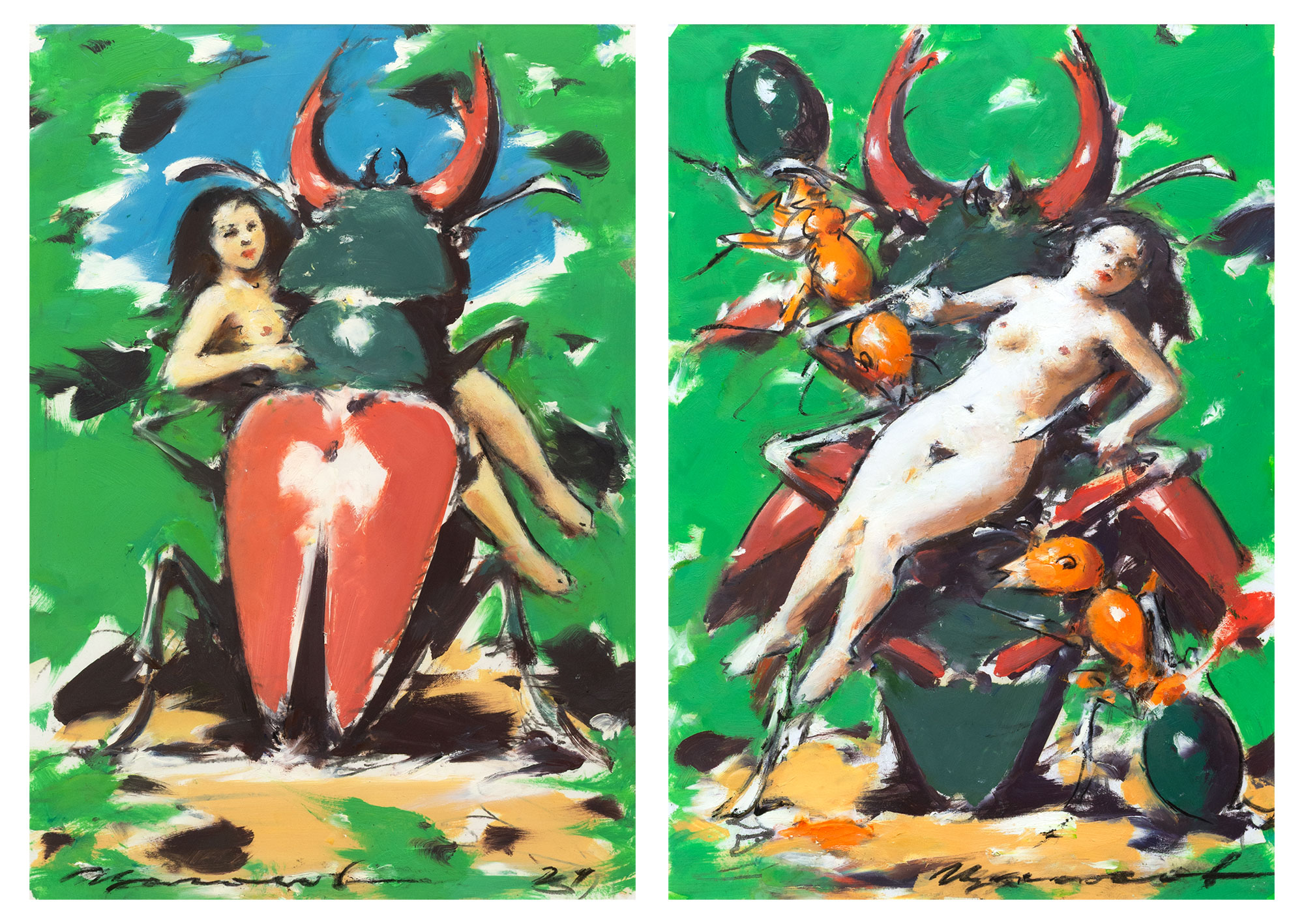  — Paired works "Queen of Insects", 2024