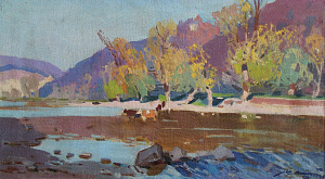 — "Mountain landscape with a river", 1960s