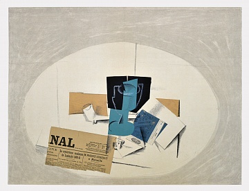 "A tube, a glass, a gamble stone and a newspaper", 1963