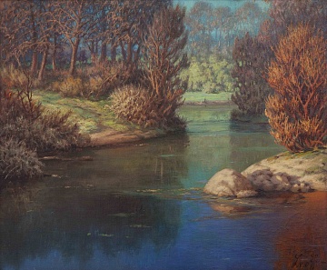“Autumn landscape with a river”, 1930s