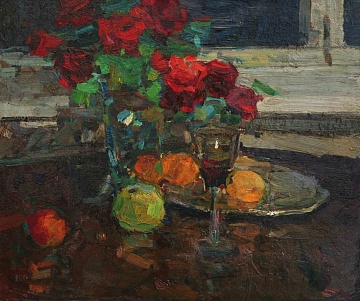 “Still life with roses and wine”, 1970s