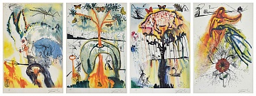 Set of 4 lithographs from the series "Alice in Wonderland", 1987