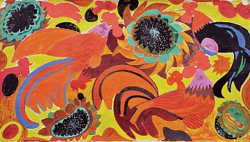 Sketch of the painting "Roosters", 1960s