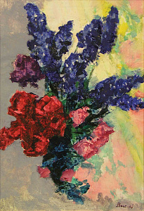  — «Натюрморт с розами и дельфиниумами», 1980-е гг.