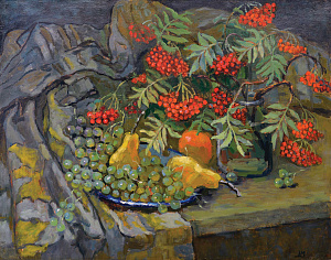  — "Still life with fruit and rowan", 1980th