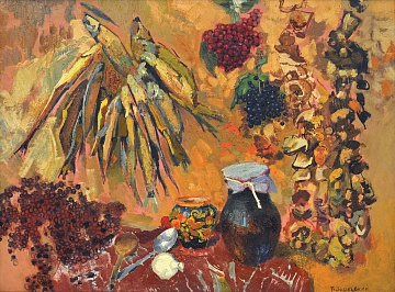 "Still life with fish and mushrooms", 1973