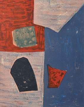 "Composition: pink, red and blue", 1958