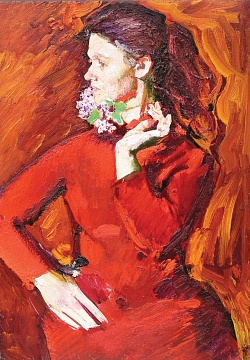 "Portrait of a woman in red", 1970s