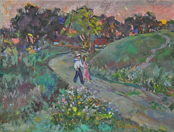 "Evening walk", 1970th