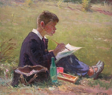 "Lyonya on sketches", 1963