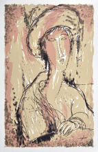  — Lithograph from the painting "Portrait of a Woman" by A. Modigliani, 1980s