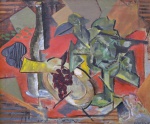  — "Cubist still life with a bottle and grapes", 1948