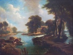  — "A river landscape with fishermen", 1860