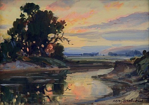 "Landscape with a river", 1944