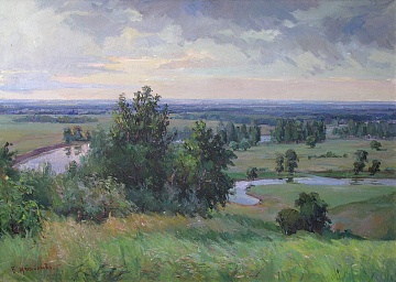 "Landscape with a river", 1970s