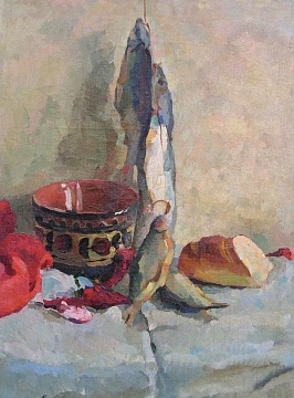 "Still life with fish", 1950s