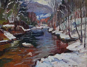 "Mountain River in winter", 1976
