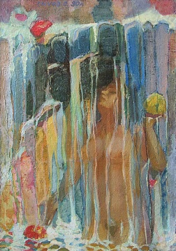 "Girl under a waterfall", 1990