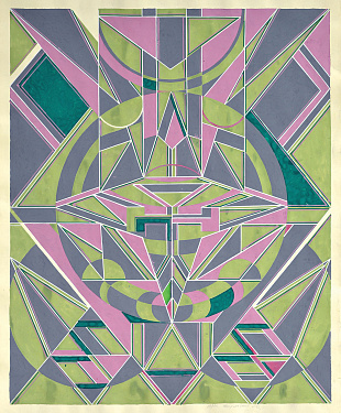 "Pink and green abstract", 1990