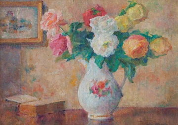 “Still life with roses and book”, 1960