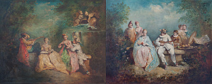 "Gallant scene" (pair), mid. XIX cent.
