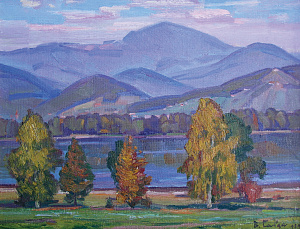 "Горный пейзаж с рекой", 1989