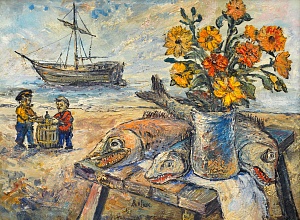 "Fish on the shore", 1950s
