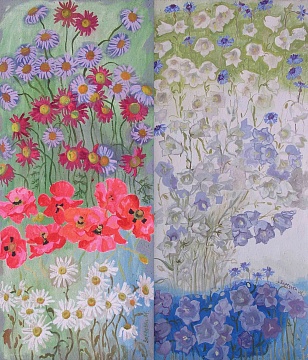"Daisies and poppies", "Bells and cornflowers", 1990