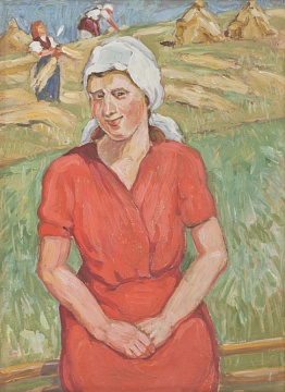 "Portrait of a woman in a red dress", 1940s