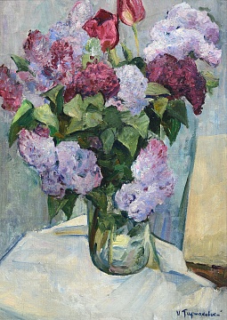 "Lilac and tulips", 1970s