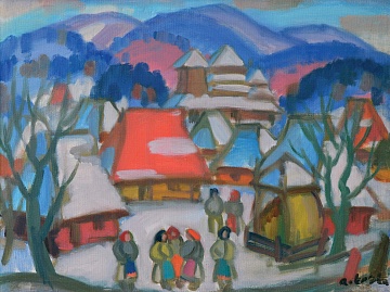 "Winter in Hutsul village", 1970th