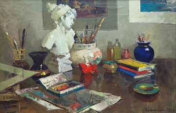 "In the artist's studio", 1958
