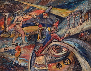 "Surrealistic composition with a fishhead woman", 1950's