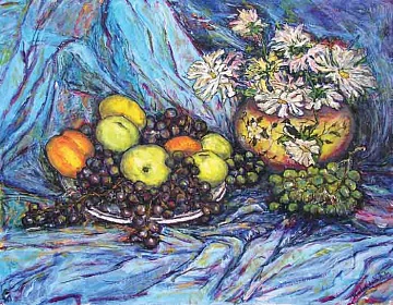 "Still life with apples and grapes", 1992