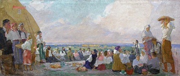 "Feast of the Collective Farm Harvest (Obzhinki)". Sketch, 1930–40s
