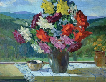 "Flowers on the windowsill", 1950s