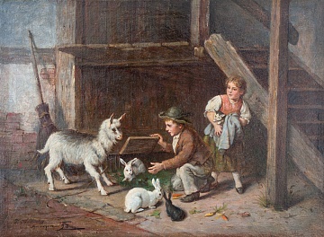 "Children with a rabbit", 1893