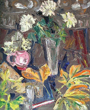 "Still life with chestnut leaves", 1977