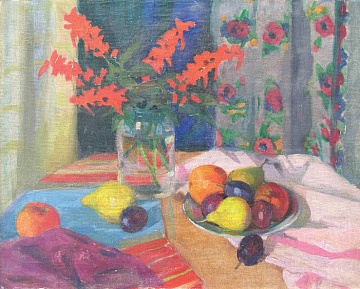 "Still Life with Fruit and Flowers in a Jar", 1950s