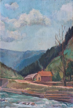 "Landscape with a river", 1950s