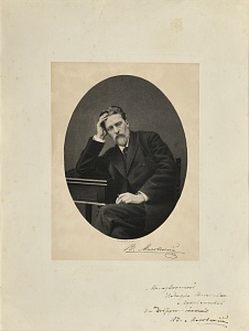 Autograph V.Makovsky, photoengraving with portrait and inscription V.Makovsky, early XX century