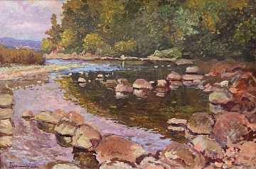 "Landscape with a river", 1954
