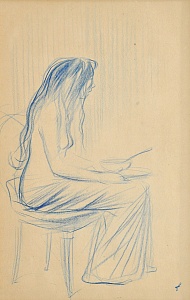 "Workshop. A model at a meal", about 1910-1920