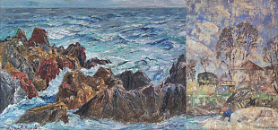 «Скалистый берег» (двусторонняя); на обороте «Сельский пейзаж», 1930-1940-е гг.