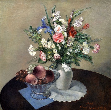 "Still life with flowers and fruits", 1930