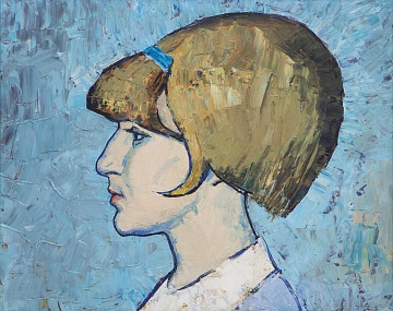 "Girl on a blue background", 1970s